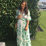 Hope & Ivy Bell Sleeve Maxi Dress With Tie Waist And Floral Print