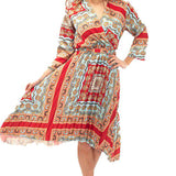 Mixed Print Pleated Midi Dress product image
