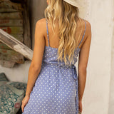 Seven Wonders Blue Polka Dot Mini Wrap Dress