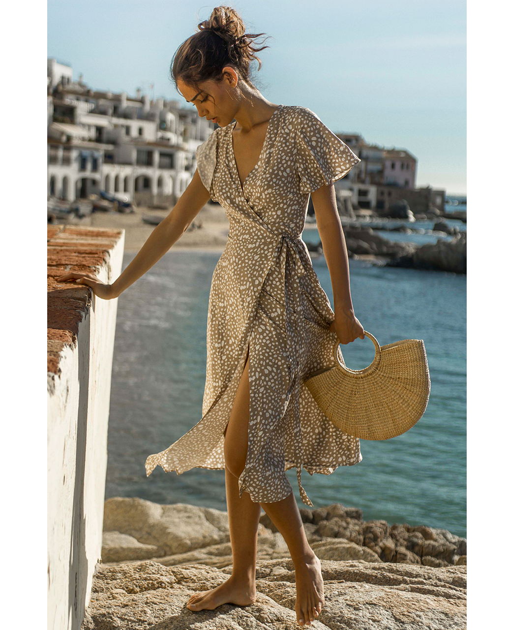 Seven Wonders Midi Wrap Dress In Sand Pot product image