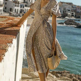 Seven Wonders Midi Wrap Dress In Sand Pot