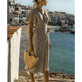 Seven Wonders Midi Wrap Dress In Sand Pot