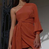 Prem The Label Burnt One Shoulder Mini Dress