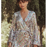 Saylor Val Multi Sequin Wrap Mini Dress