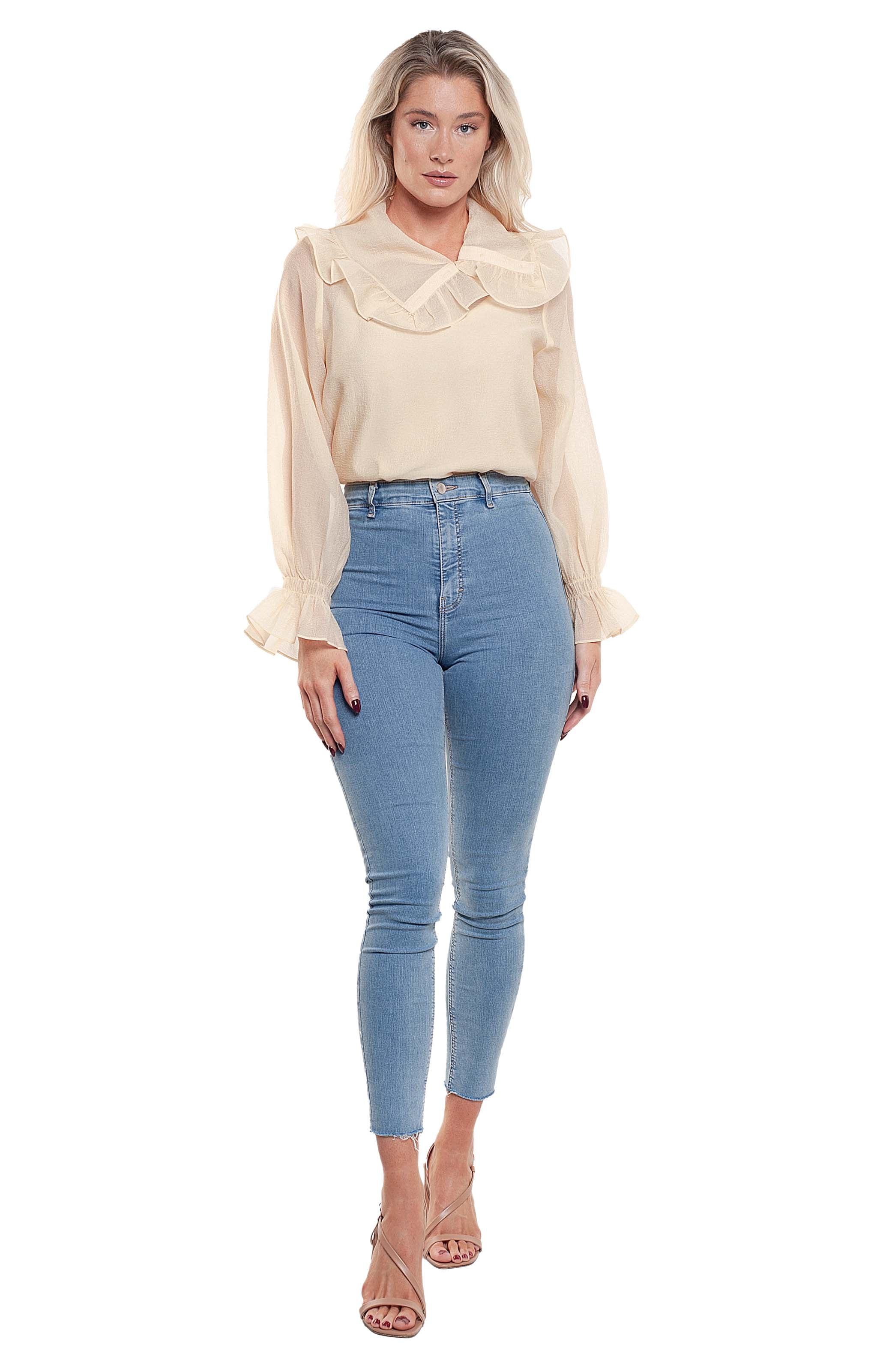 & Other Stories Yellow Sheer Ruffled Shirt