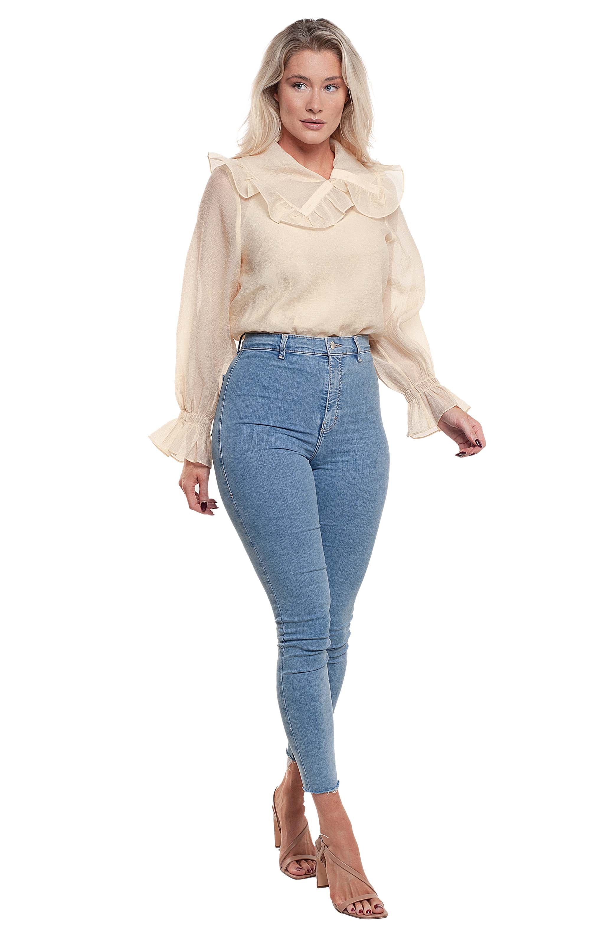 & Other Stories Yellow Sheer Ruffled Shirt