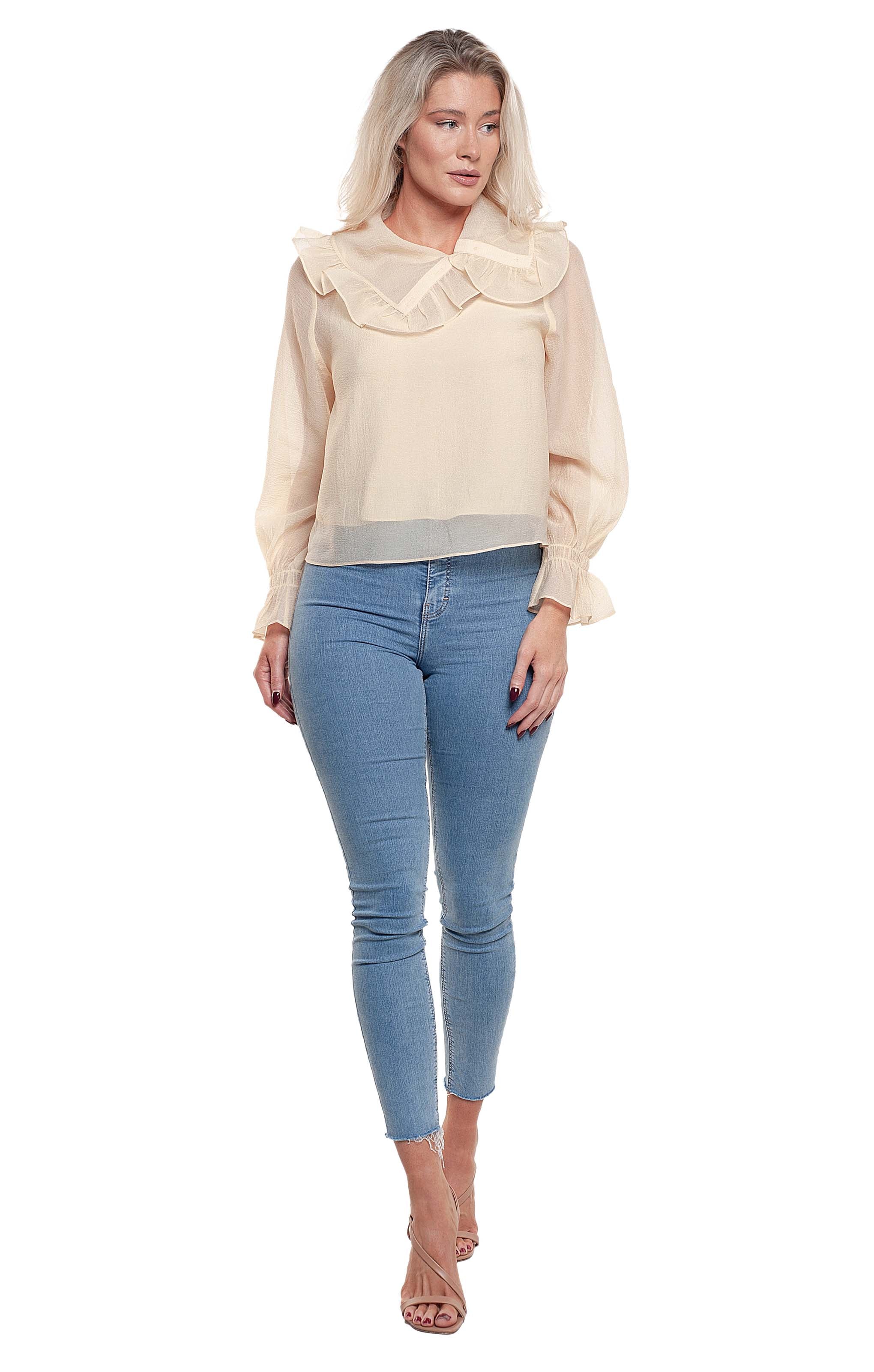 & Other Stories Yellow Sheer Ruffled Shirt