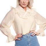 & Other Stories Yellow Sheer Ruffled Shirt