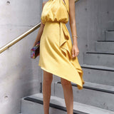 TwoSisters The Label Sienna Yellow Satin Midi Dress