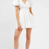 French Connection Rhodes Poplin V-Neck Mini Dress Summer White