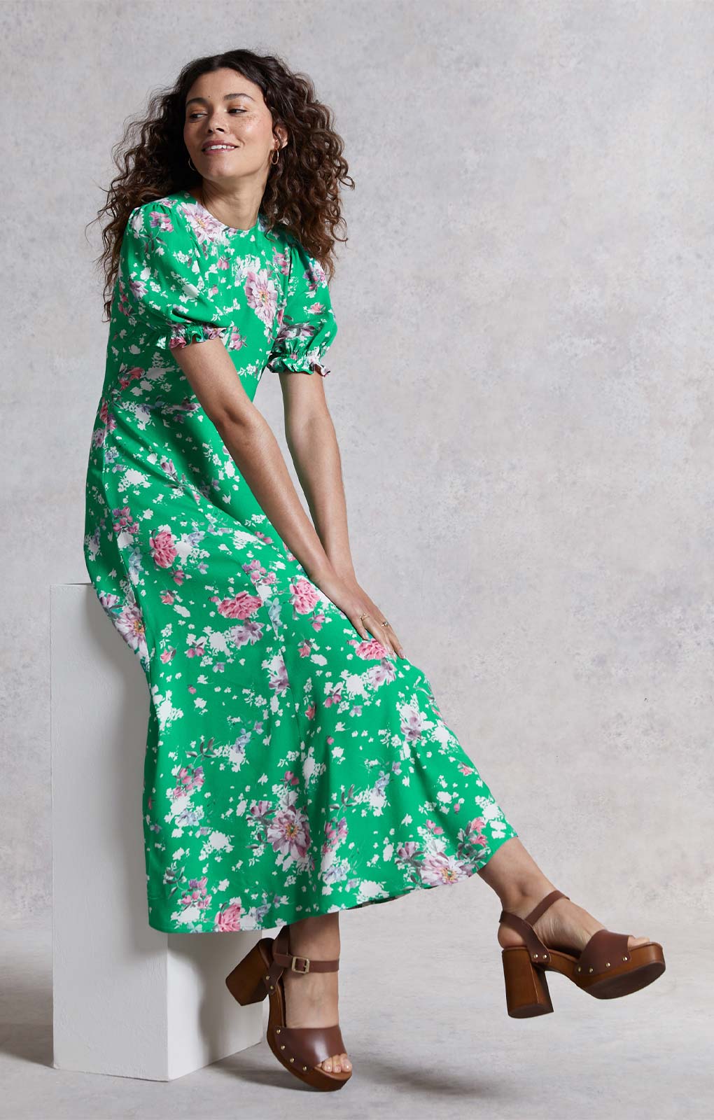 M&S X Ghost Green Floral Midi Dress