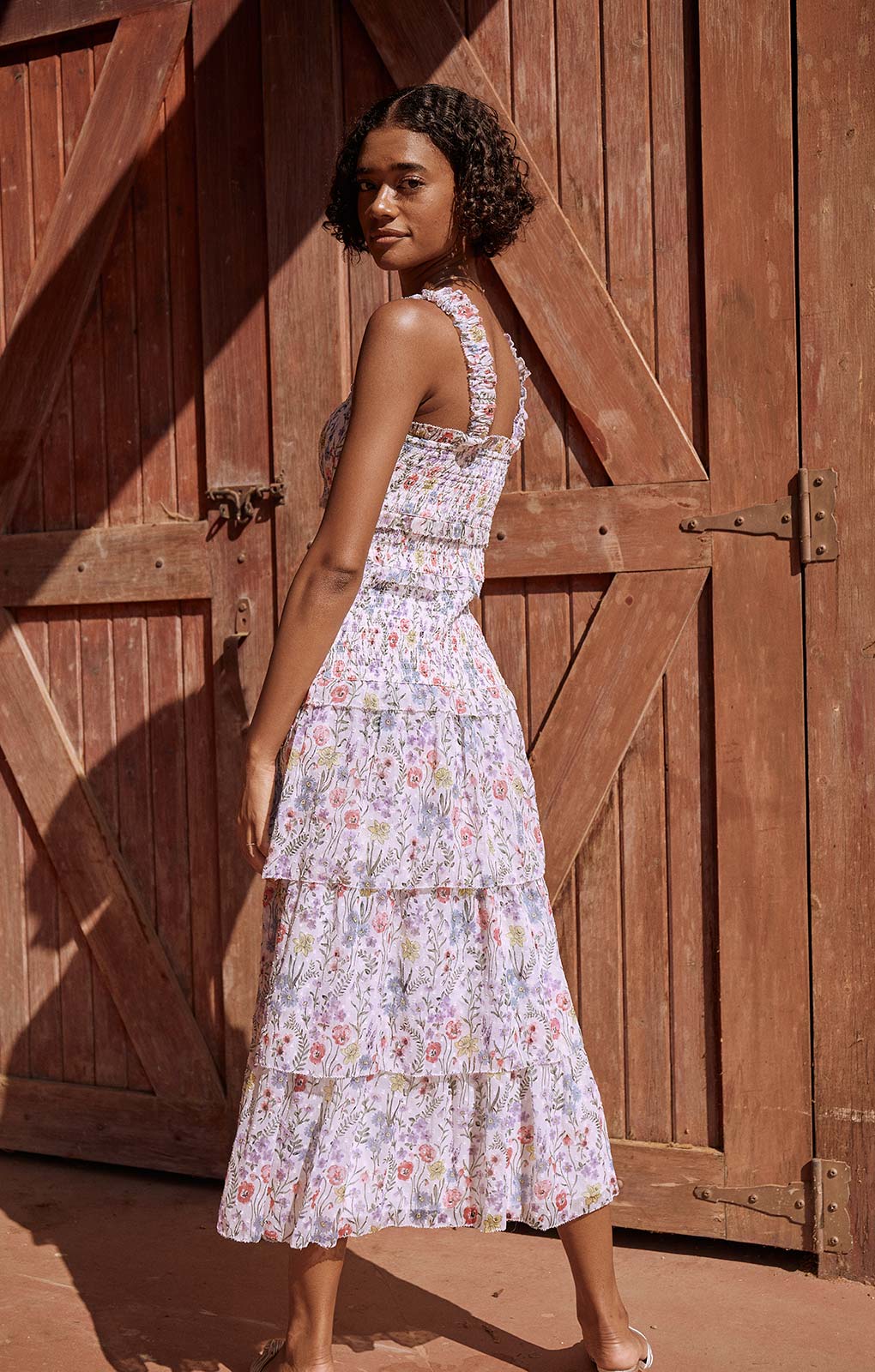 Saylor Leanna Floral Chiffon Midi Dress