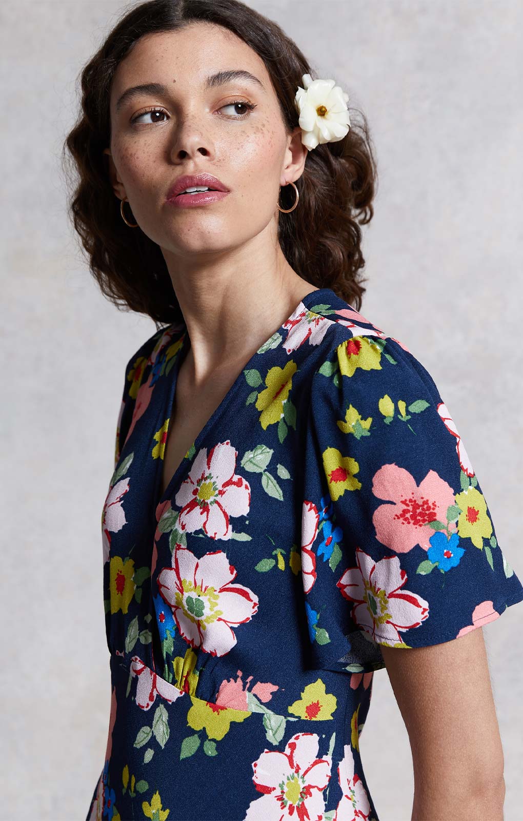 M&S X Ghost Floral Angel Sleeve Midi Dress
