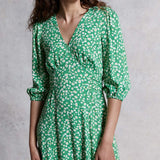 M&S X GHOST Green Floral V Neck Midi Dress