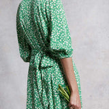 M&S X GHOST Green Floral V Neck Midi Dress