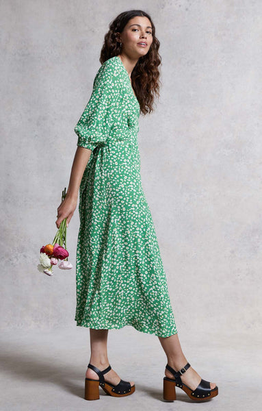 Rent M&S X GHOST Green Floral V Neck Midi Dress