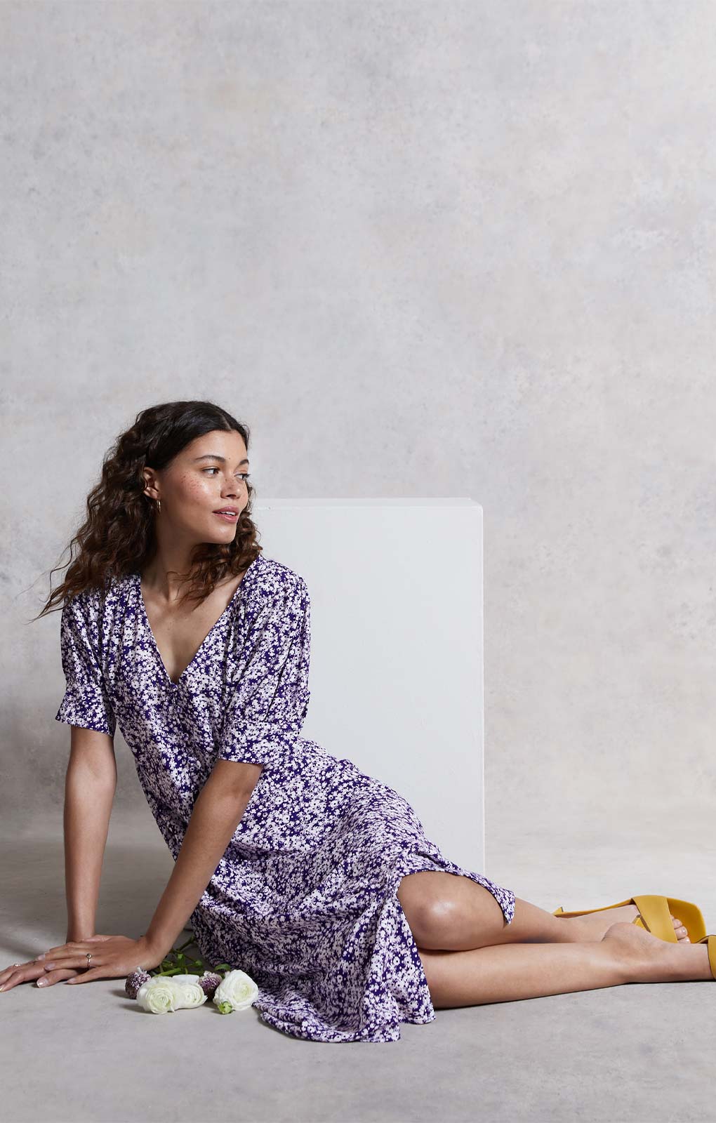 M&S X Ghost Ditsy Button Detail Dress