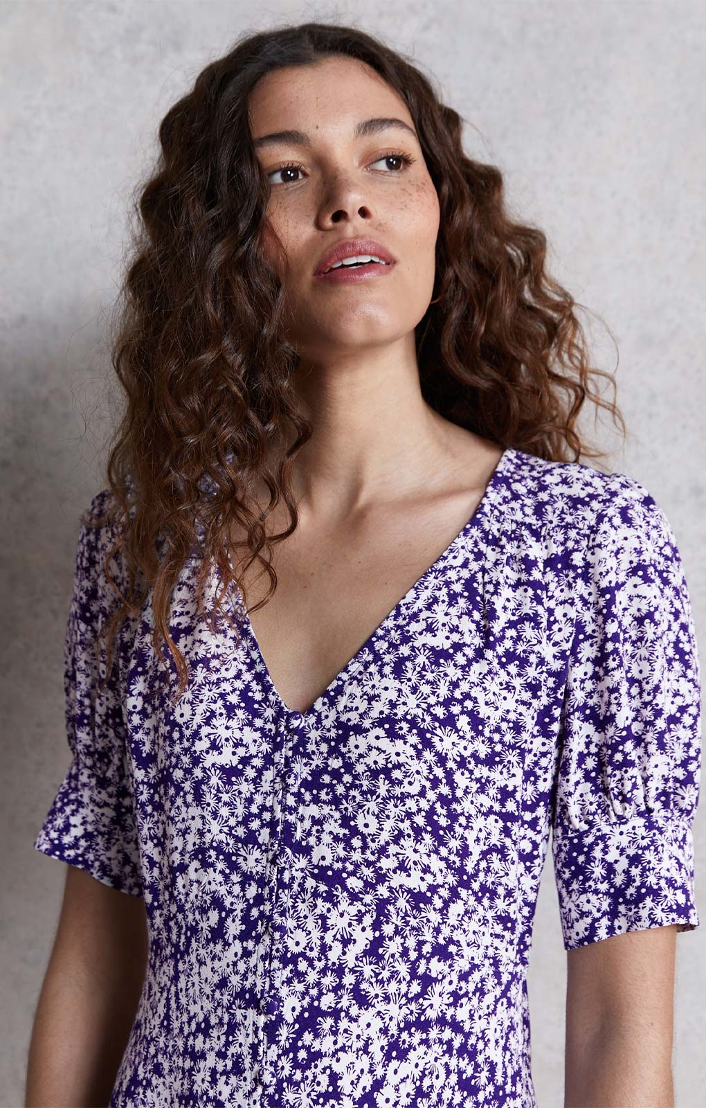 M&S X Ghost Ditsy Button Detail Dress
