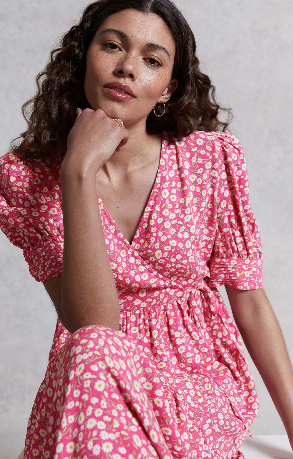 M&S X GHOST Ditsy Smocked Midi Dress product image