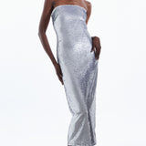 Karen Millen Sequinned Bandeau Woven Midi Dress product image