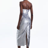 Karen Millen Sequinned Bandeau Woven Midi Dress product image