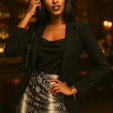 4Th & Reckless Leather Look Mini Skirt In Grey Snake