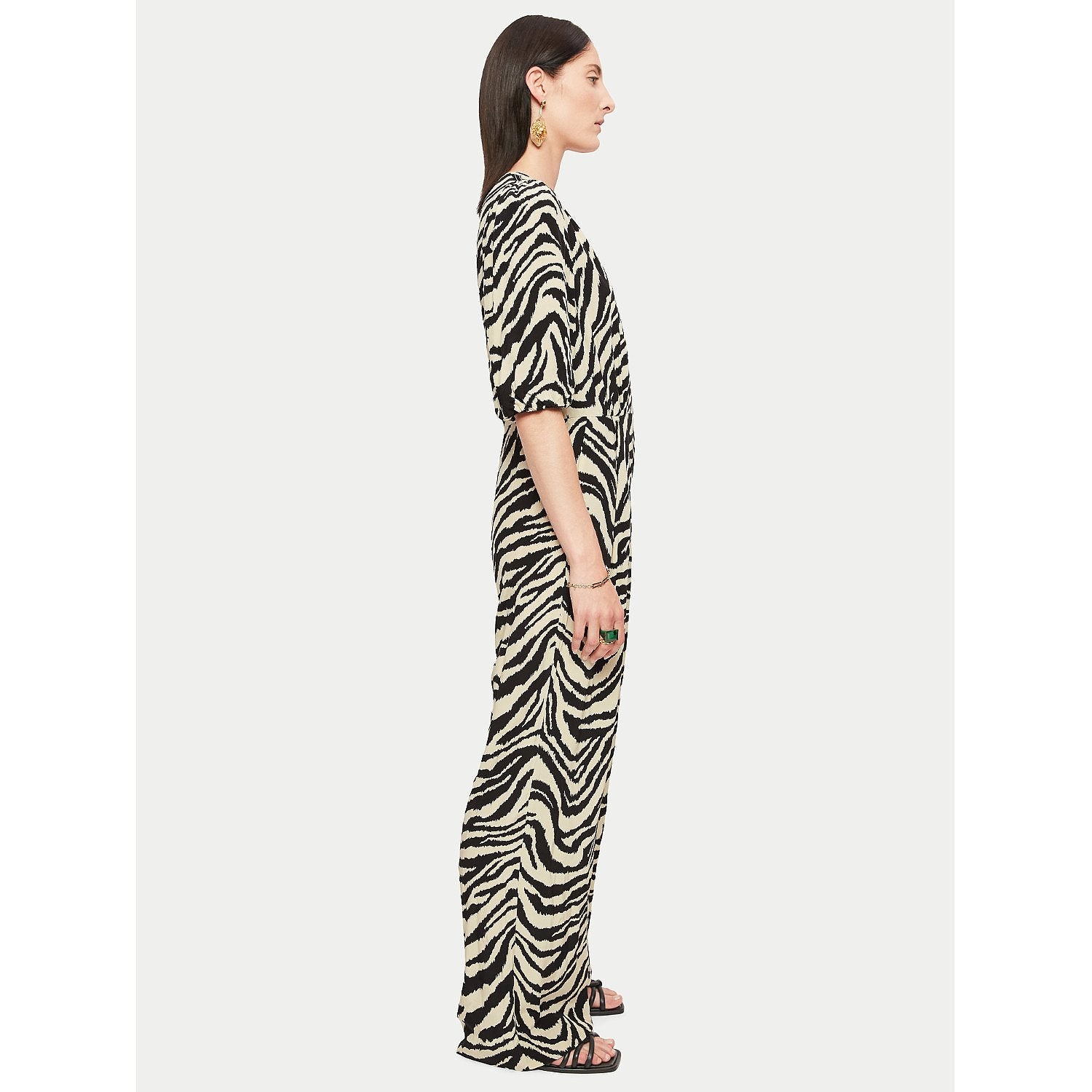 Jigsaw Zebra V Neck Jumpsuit – jumpsuits & playsuits by Jigsaw, available to rent from Hirestreet