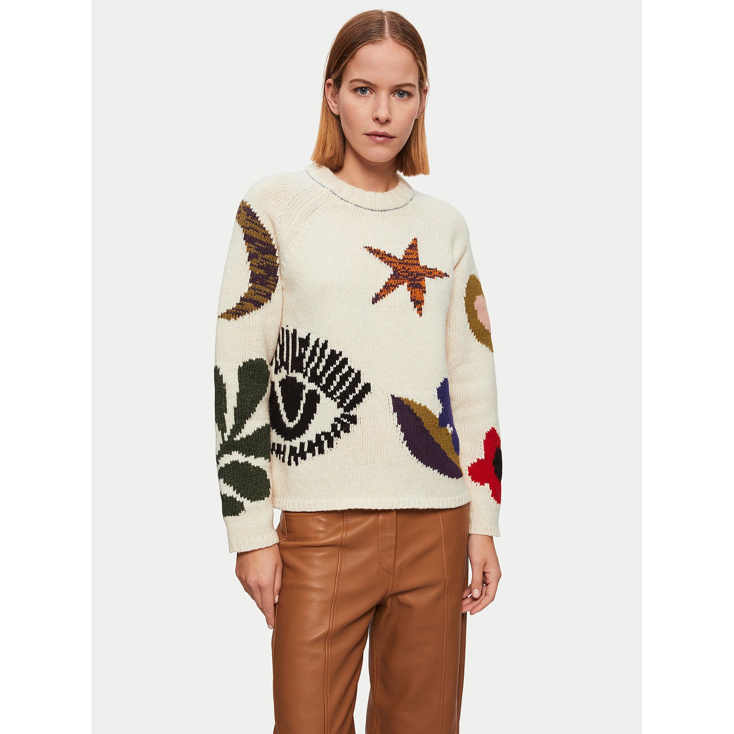 Jigsaw Intarsia Crew Neck Jumper – tops by Jigsaw, available to rent from Hirestreet
