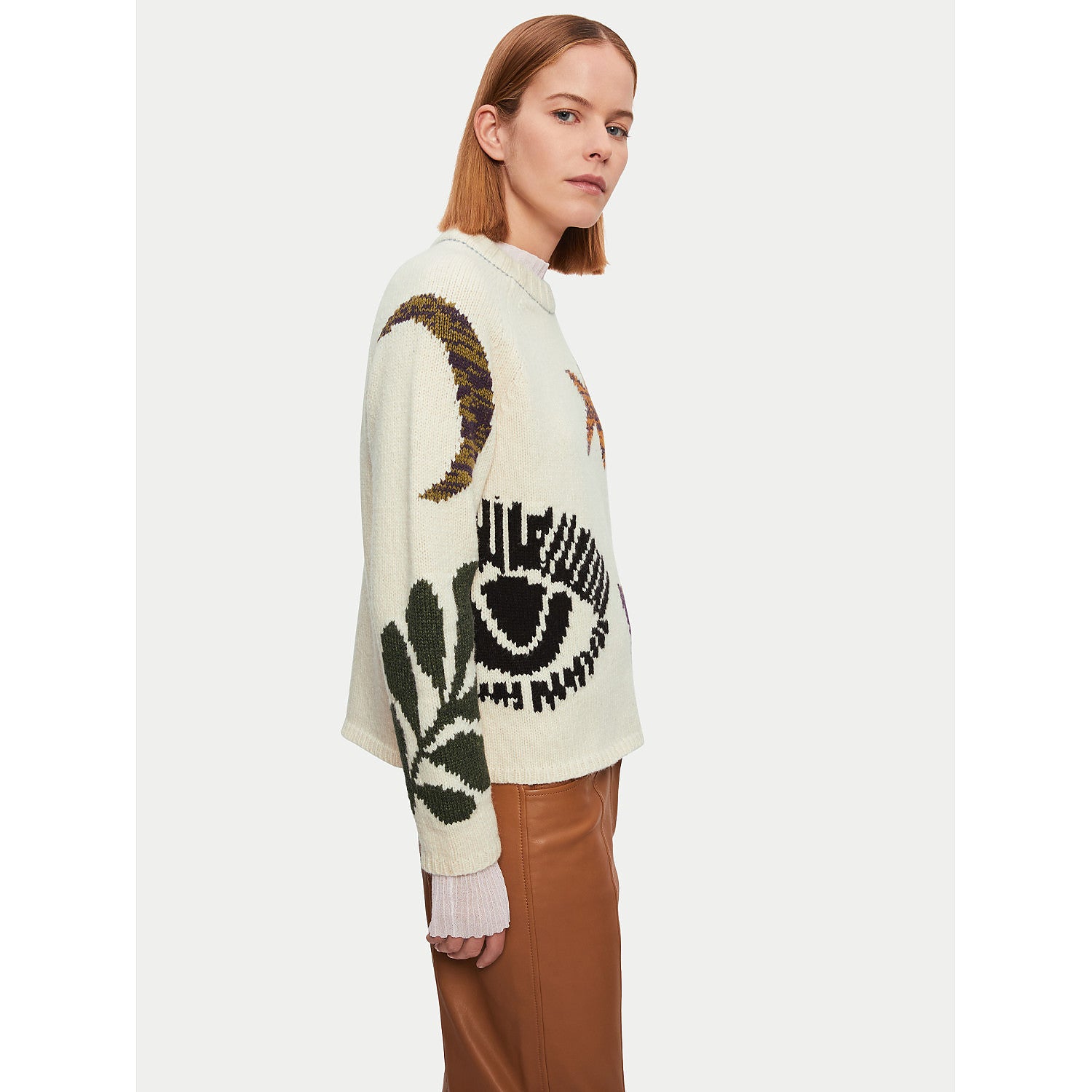 Jigsaw Intarsia Crew Neck Jumper – tops by Jigsaw, available to rent from Hirestreet