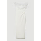 Karen Millen Feather Bardot Stretch Crepe Maxi Dress