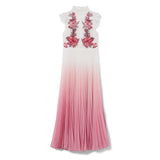 Karen Millen Rose Guipure Lace Woven Pleat Skirt Midi Dress