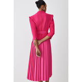 Karen Millen Structured Crepe Forever Soft Pleated Midi Dress