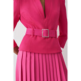 Karen Millen Structured Crepe Forever Soft Pleated Midi Dress