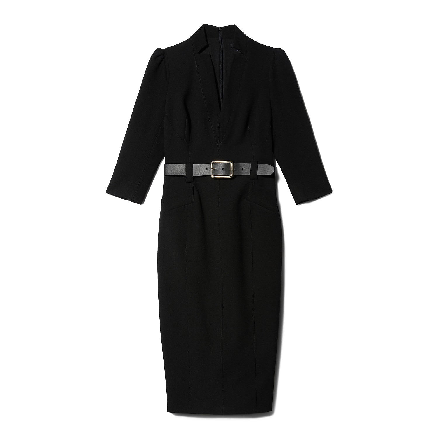 Karen Millen Structured Crepe Belted Forever Midi Dress – dresses by Karen Millen, available to rent from Hirestreet