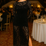 Topshop Velvet Lace Midi Dress In Black