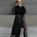 NA-KD x Josefine Hj Fringe Mini Skirt In Black