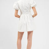 French Connection Rhodes Poplin V-Neck Mini Dress Summer White