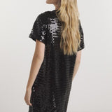 Simply Be Black Sequin T-shirt Dress