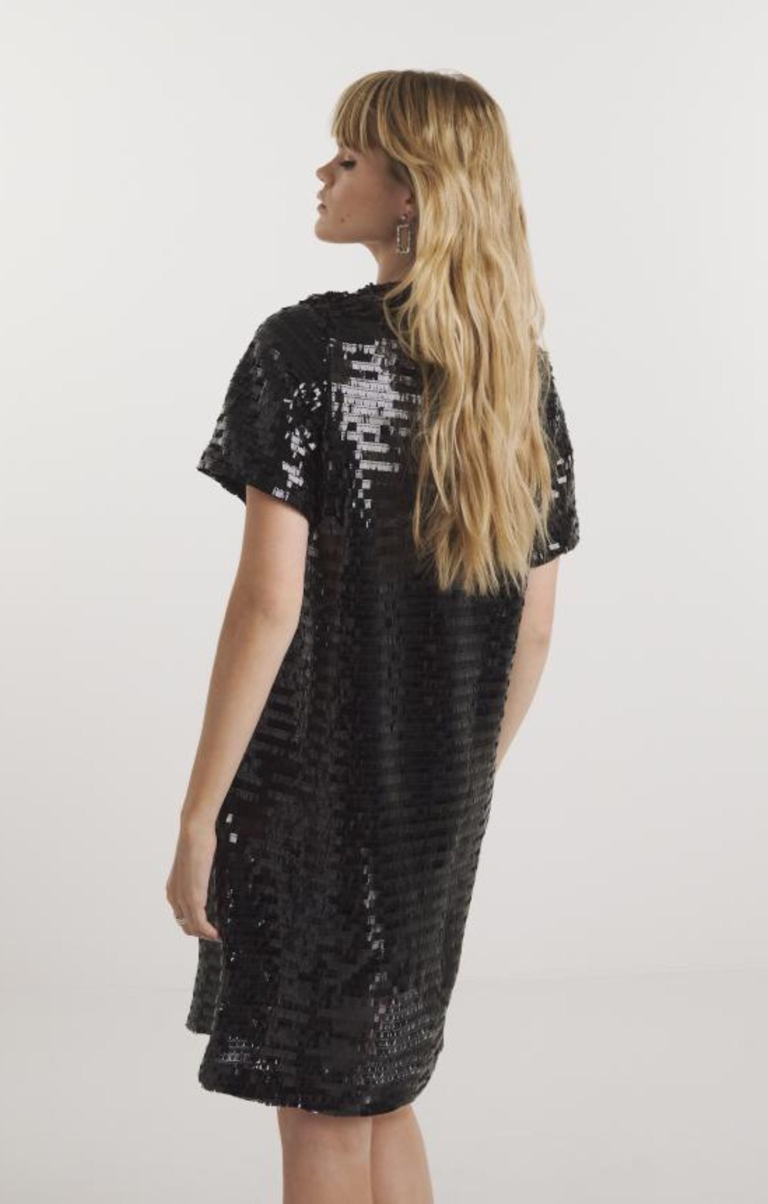 Simply Be Black Sequin T-shirt Dress