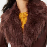 French Connection Etta Vegan Leather Faux Fur Long Coat product image