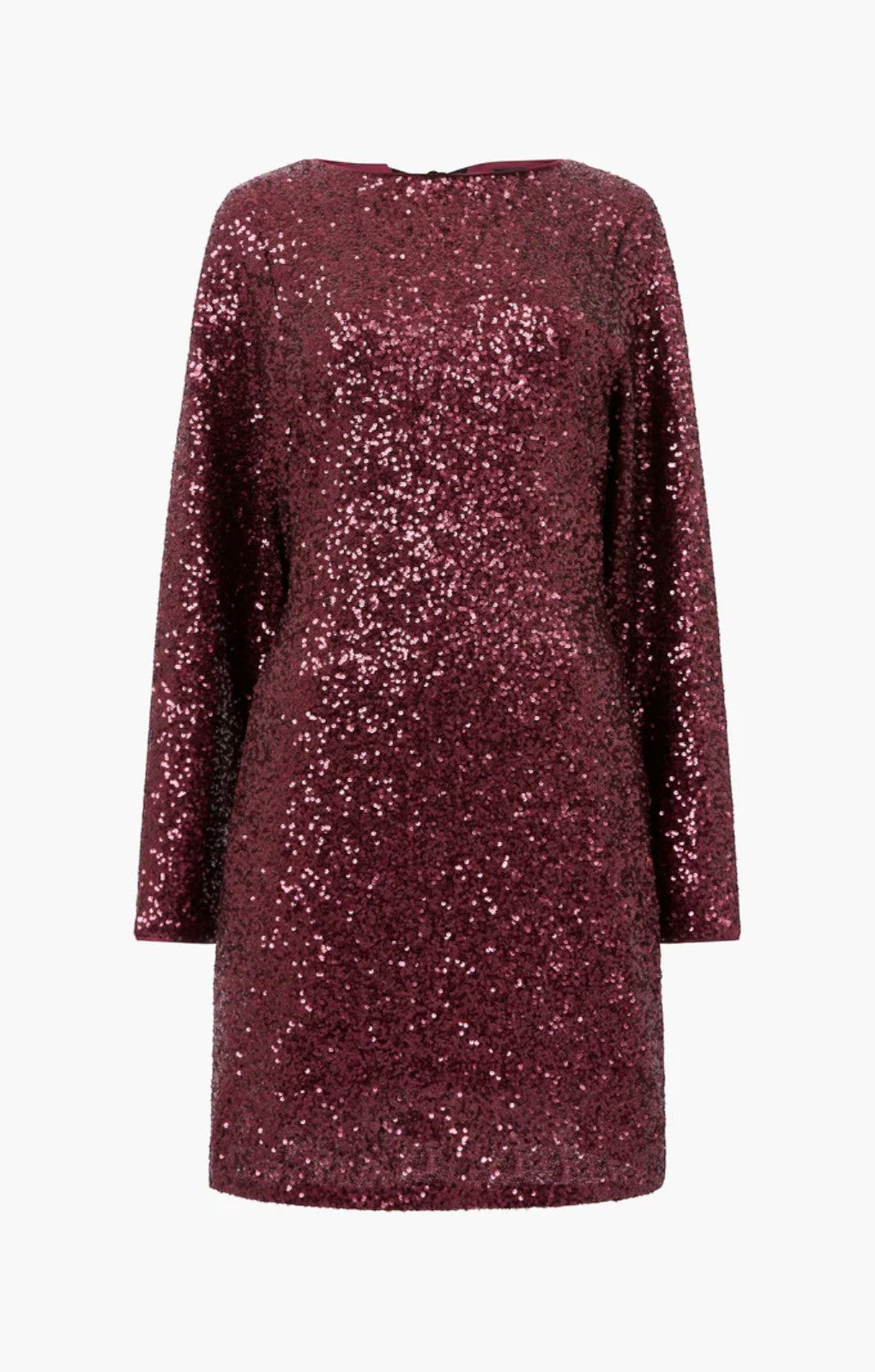 French Connection Elena Sequin Bow Back Mini Dress Burgundy Red