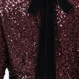 French Connection Elena Sequin Bow Back Mini Dress Burgundy Red