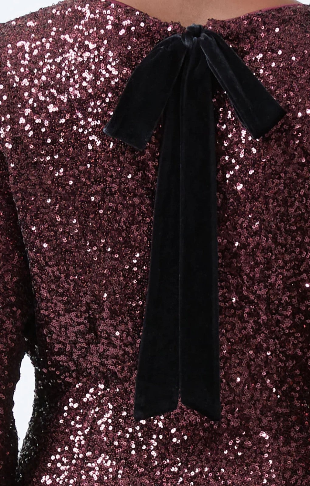 French Connection Elena Sequin Bow Back Mini Dress Burgundy Red