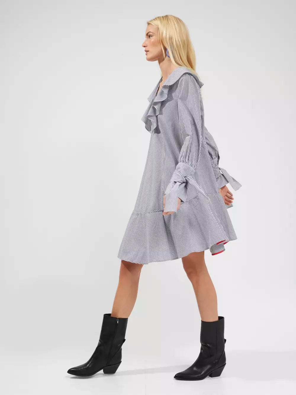 French Connection Acantha Organic Striped Linen V-Neck Dress