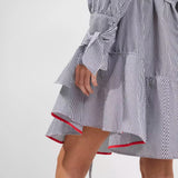 French Connection Acantha Organic Striped Linen V-Neck Dress