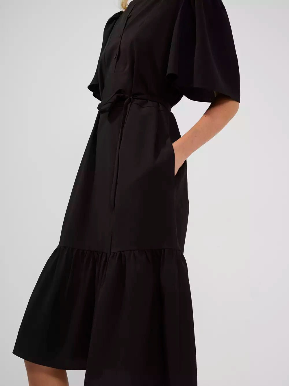 French Connection Courtney Crepe Black Tiered Dress