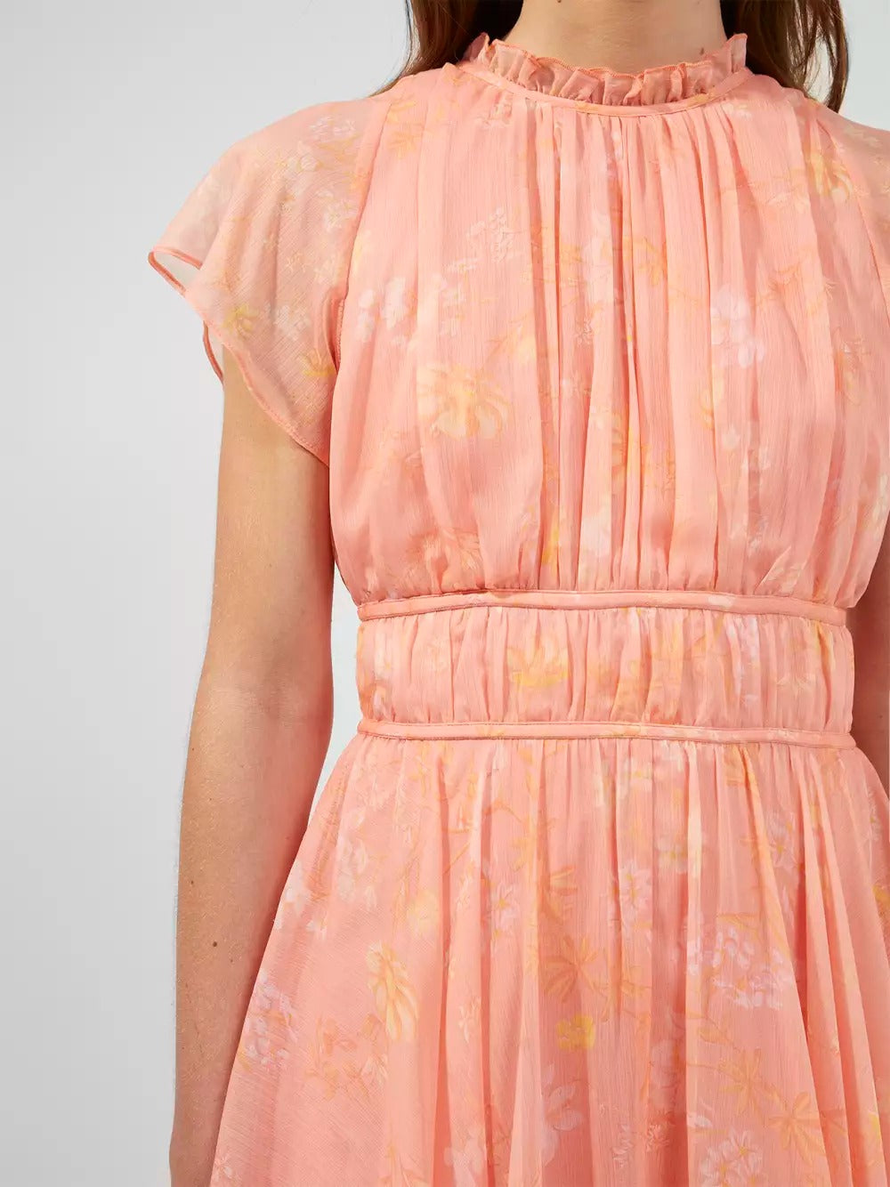 Rent French Connection Diana Recycled Crinkle Flowing Dress Coral Hirestreet