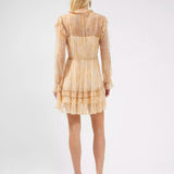French Connection Callie Crinkle Ruffle Mini Dress Oak Buff