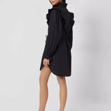 French Connection Organic Poplin Smock-Neck Black Dress