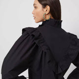 French Connection Organic Poplin Smock-Neck Black Dress